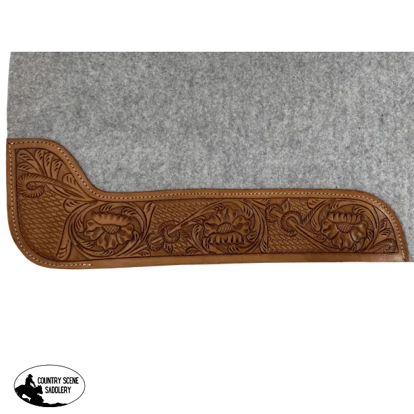 30" x 32" Contoured Felt Saddle Pad with Tooled Top Grain Wear Leathers