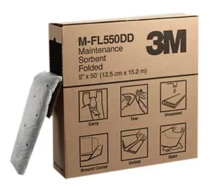 3M™ High-Capacity Maintenance Folded Sorbents, Absorbs 1.5 gal, 5.187 in x 2 1/4 in, M-FL550DD