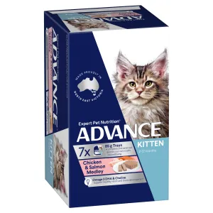 Advance Chicken and Salmon Medley Kitten Wet Cat Food Tray 85g x 7