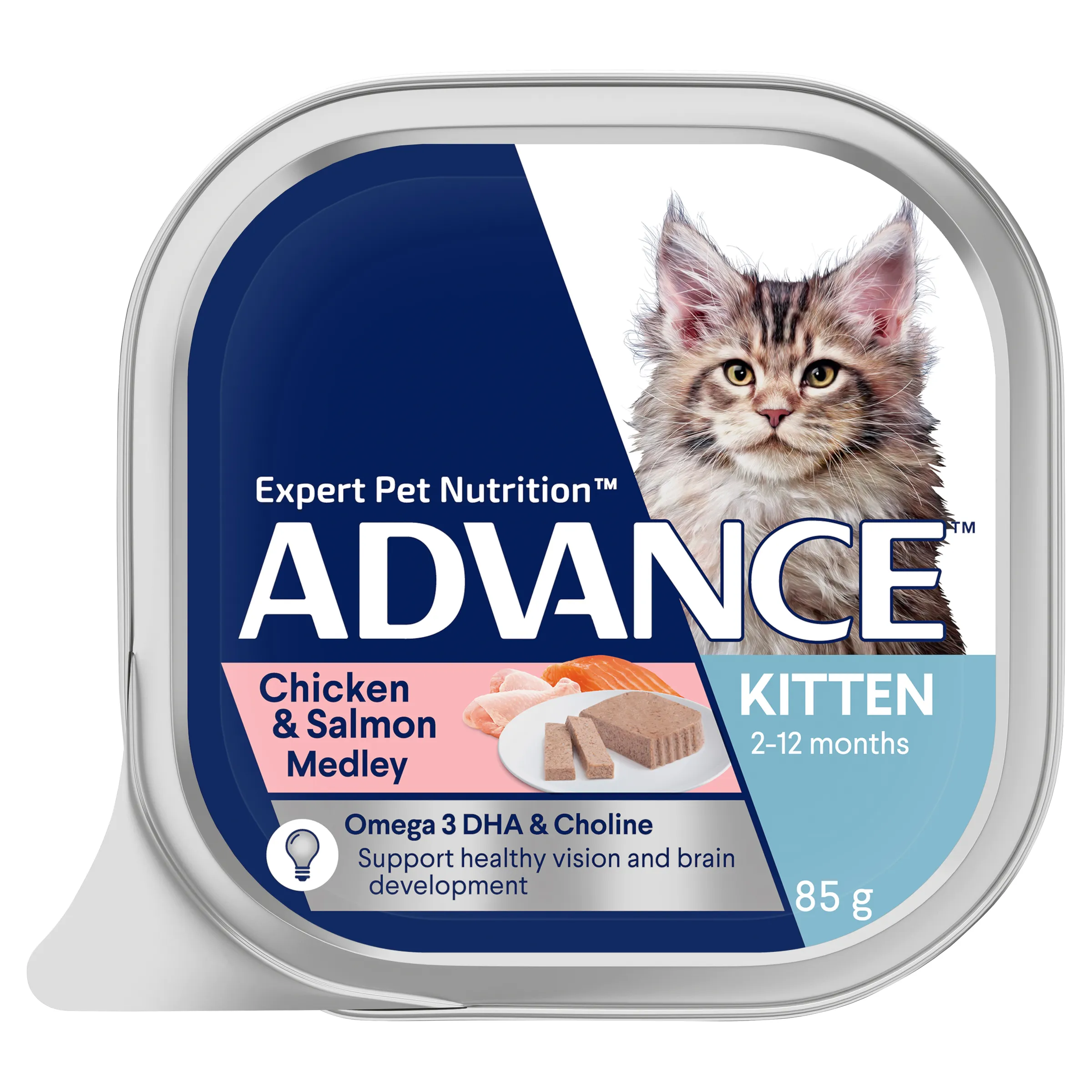 Advance Chicken and Salmon Medley Kitten Wet Cat Food Tray 85g x 7