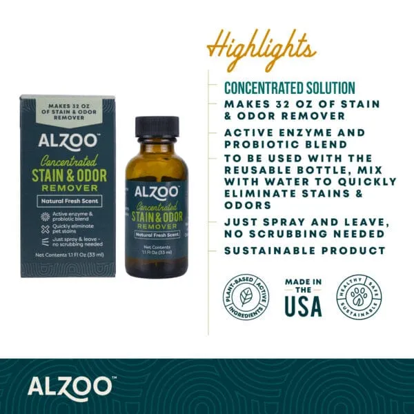 ALZOO Concentrated Enzyme-Based Stain & Odor Remover Refill