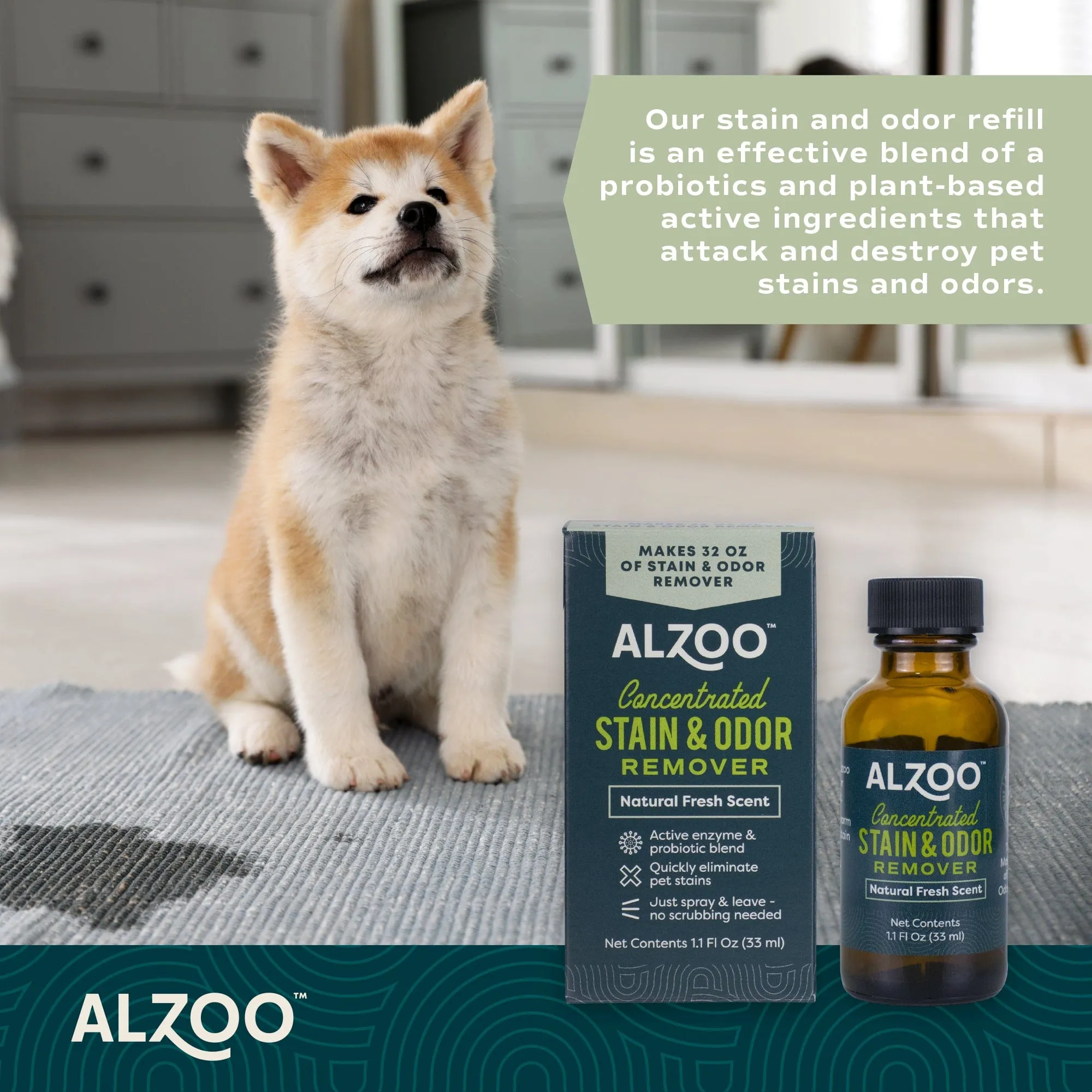 ALZOO Concentrated Enzyme-Based Stain & Odor Remover Refill