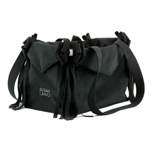 Black Double Nouveau Bow Luxury Carrier with Fringe