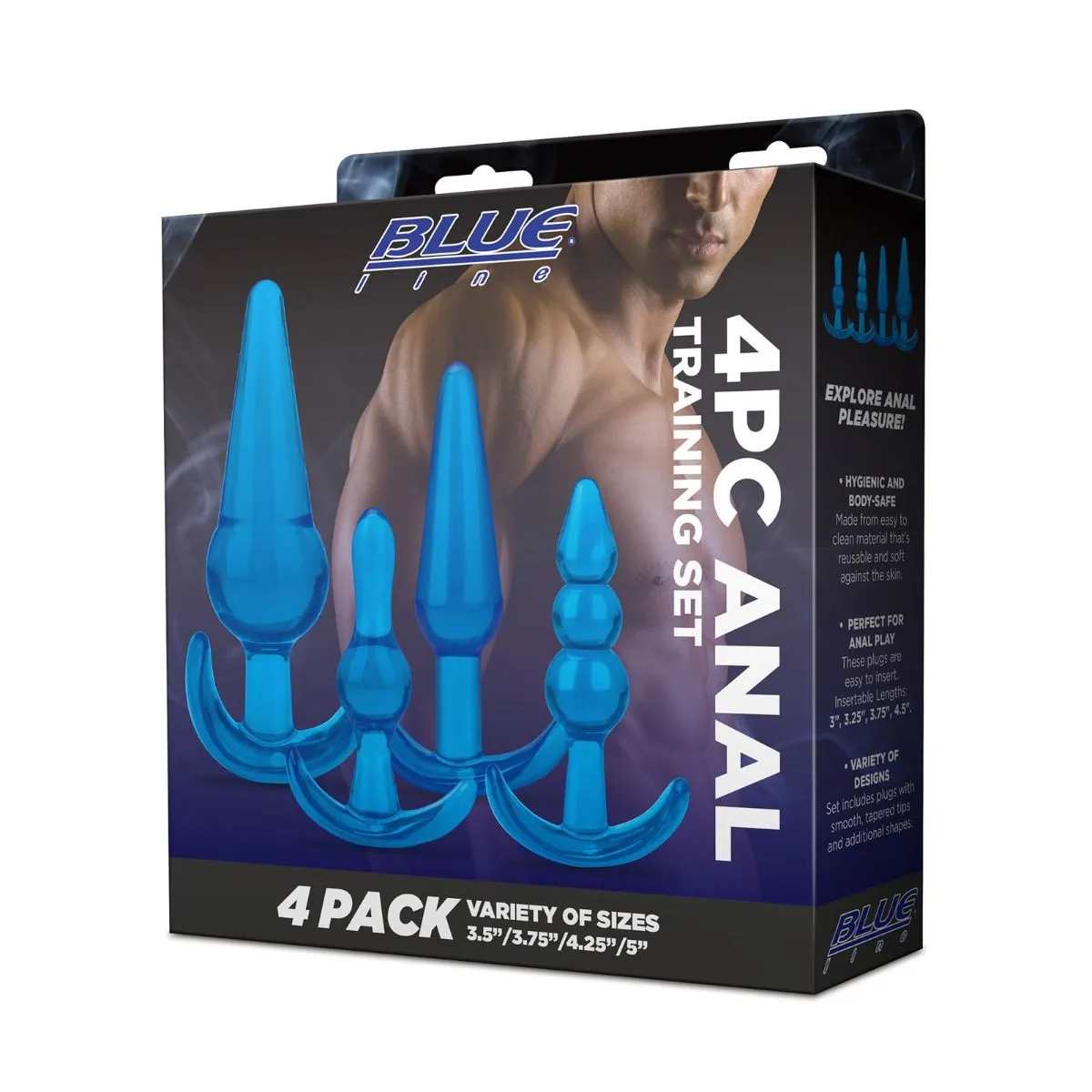 Blue Line 4 Piece Anal Training Butt Plug Set Blue