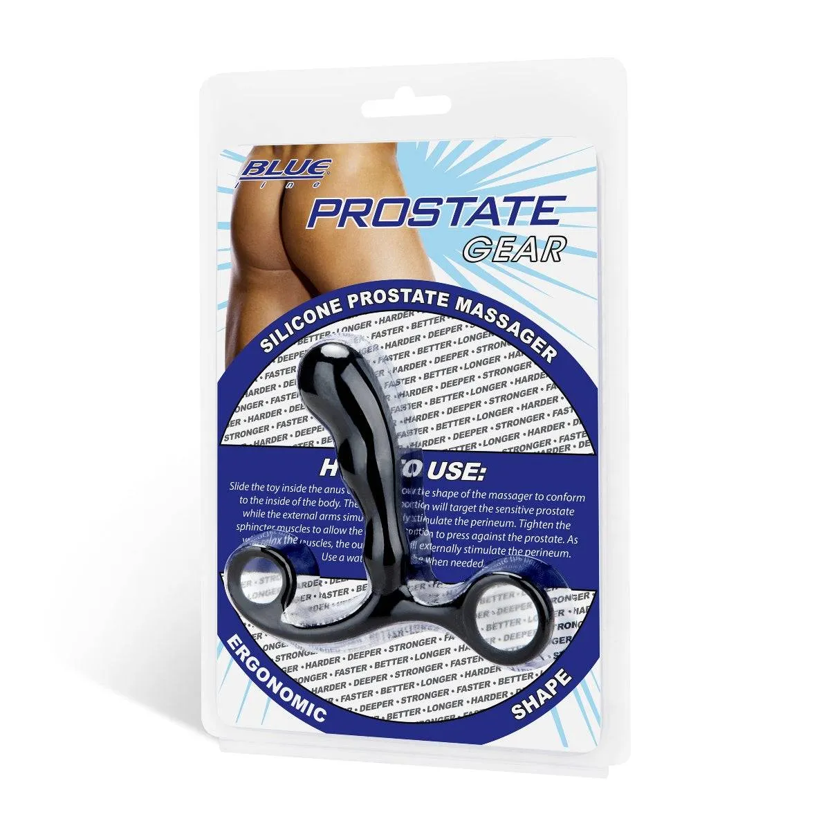 Blue Line Silicone Prostate Massager Black