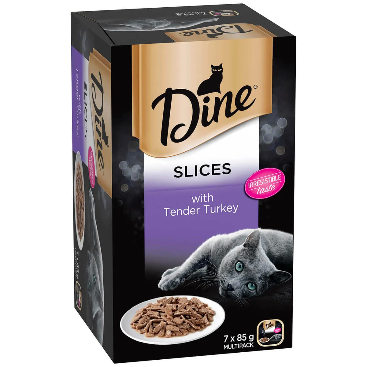 Dine Classic Slices With Tender Turkey in Gravy Multipack Wet Cat Food 85g x 7