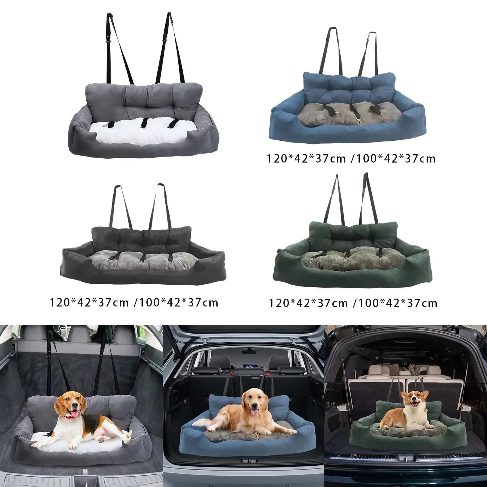 Dog Booster Seat - Soft Nonslip Pet Car Travel Bed with Removable Cover | Travel Booster Seat for Small, Medium, & Large Dogs