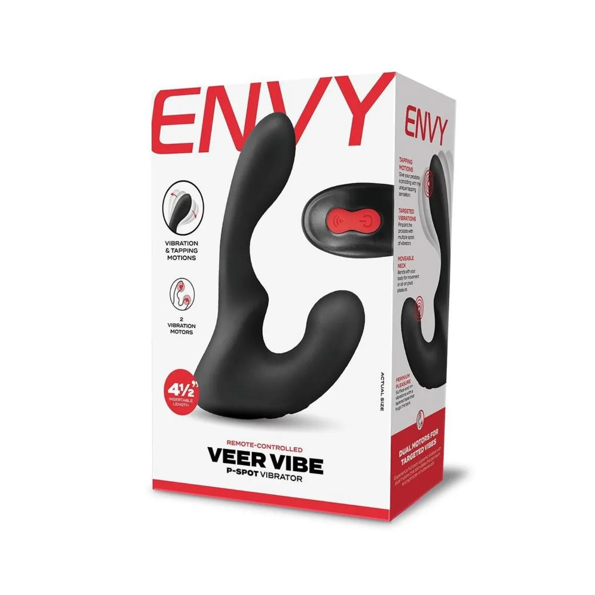 Envy Veer Prostate Vibe P-Spot Vibrator With Remote Control Black