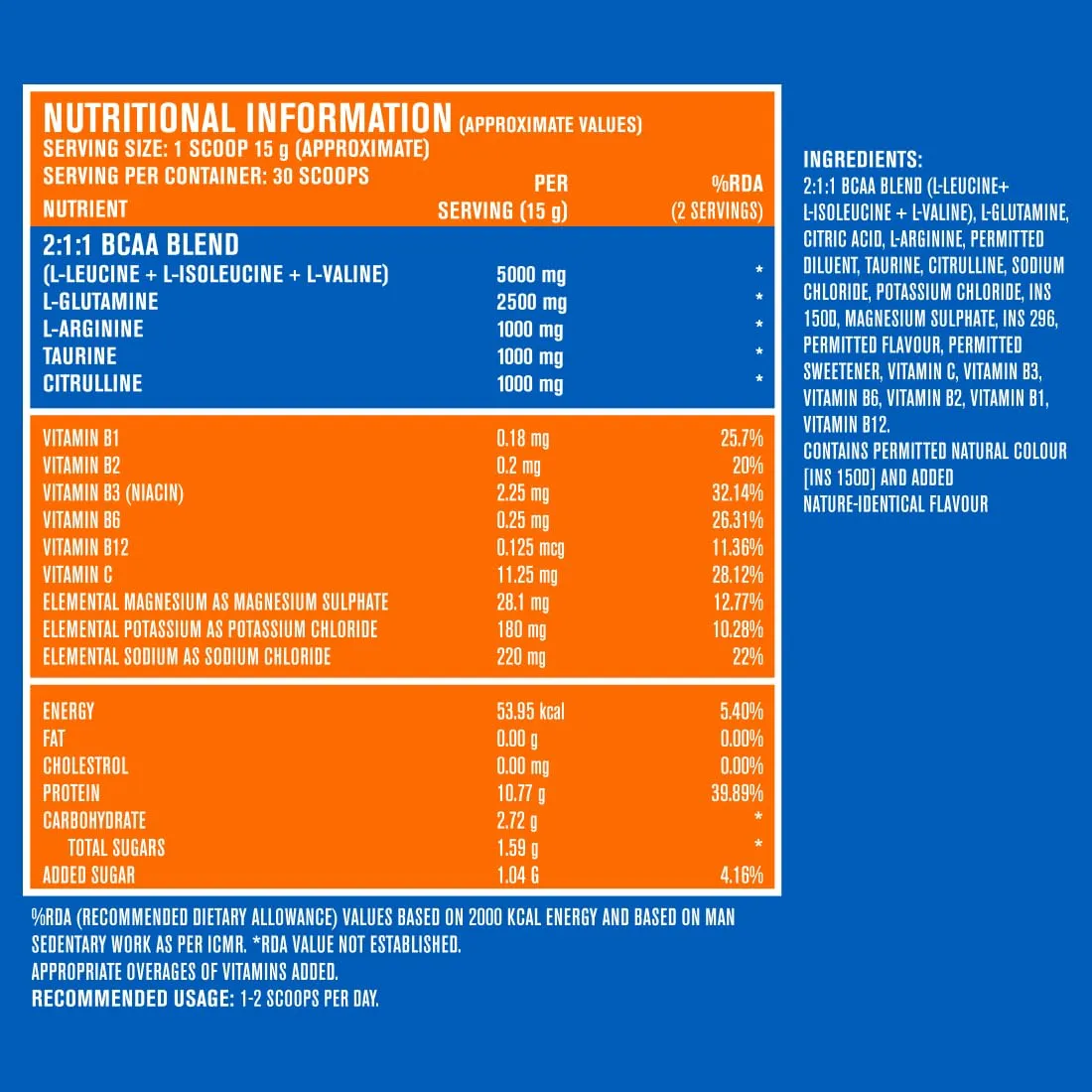 Fast&Up BCAA Advanced - 450 Gms, 30 Servings, (Cola Flavour) Informed Sport Certified BCAA that helps in Muscle Recovery & Endurance, BCAA (2:1:1)   Muscle Activators   Electrolytes