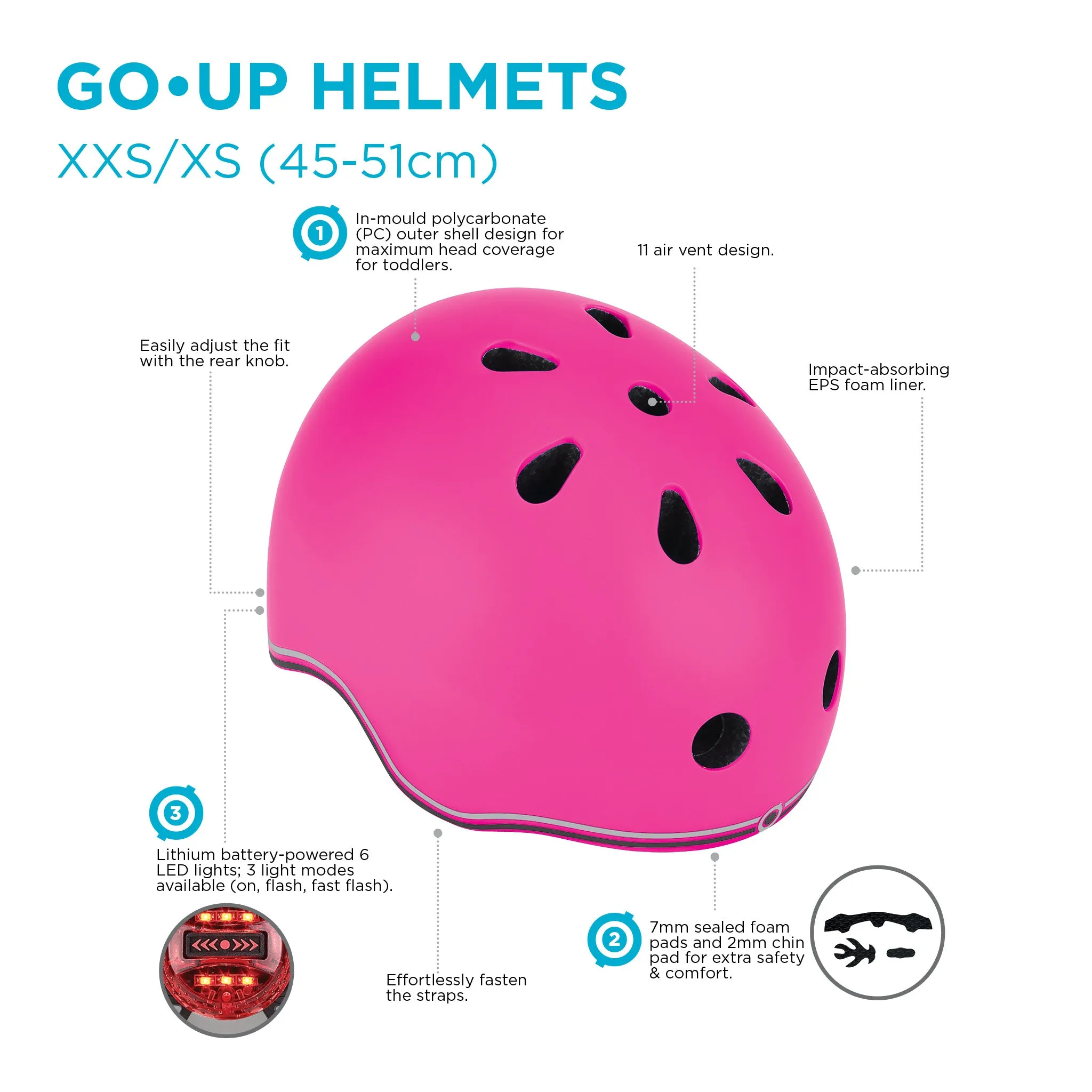 Globber Toddler Helmet GO•UP Lights - XXS/XS