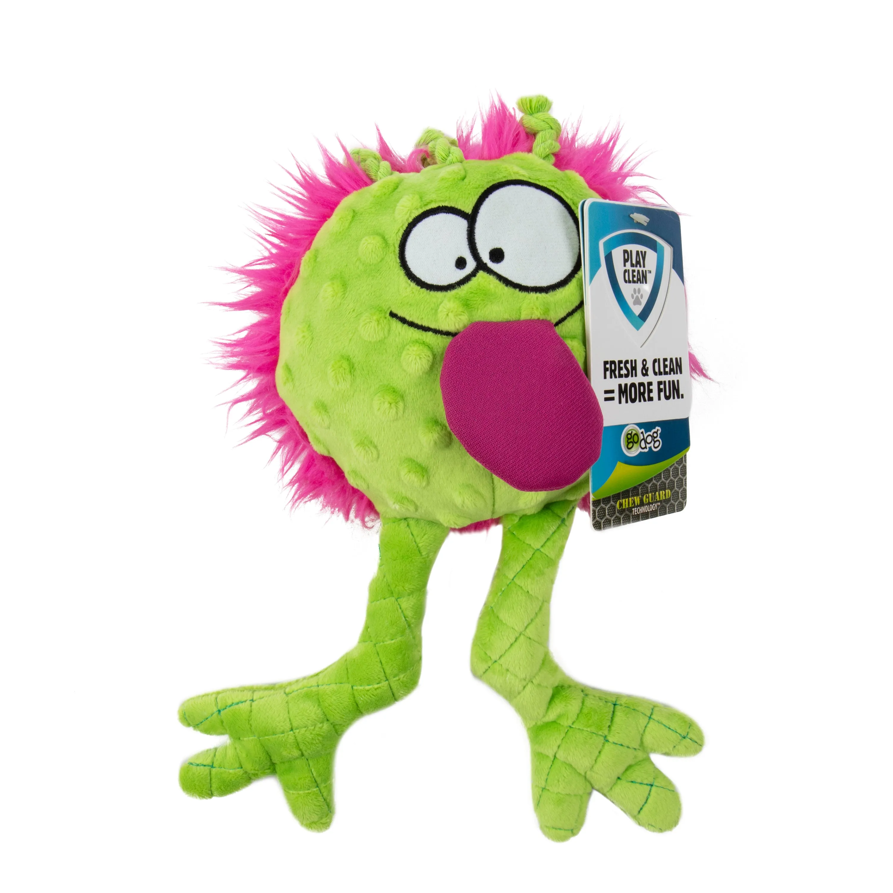 goDog - PlayClean Germs Squeaker Plush Dog Toy