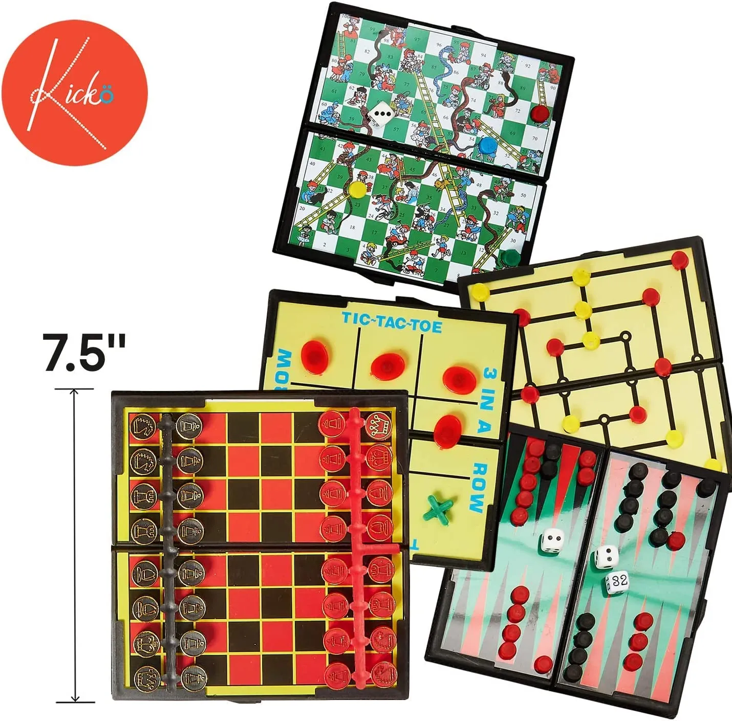 Kicko Magnetic Travel Board Games - 12 Pack - Popular Games Include Checkers, Chess