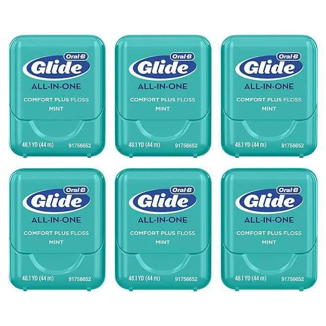 Oral-B Glide All-in-One Dental Floss, Brilliance Blast - 44 m - 6 pack