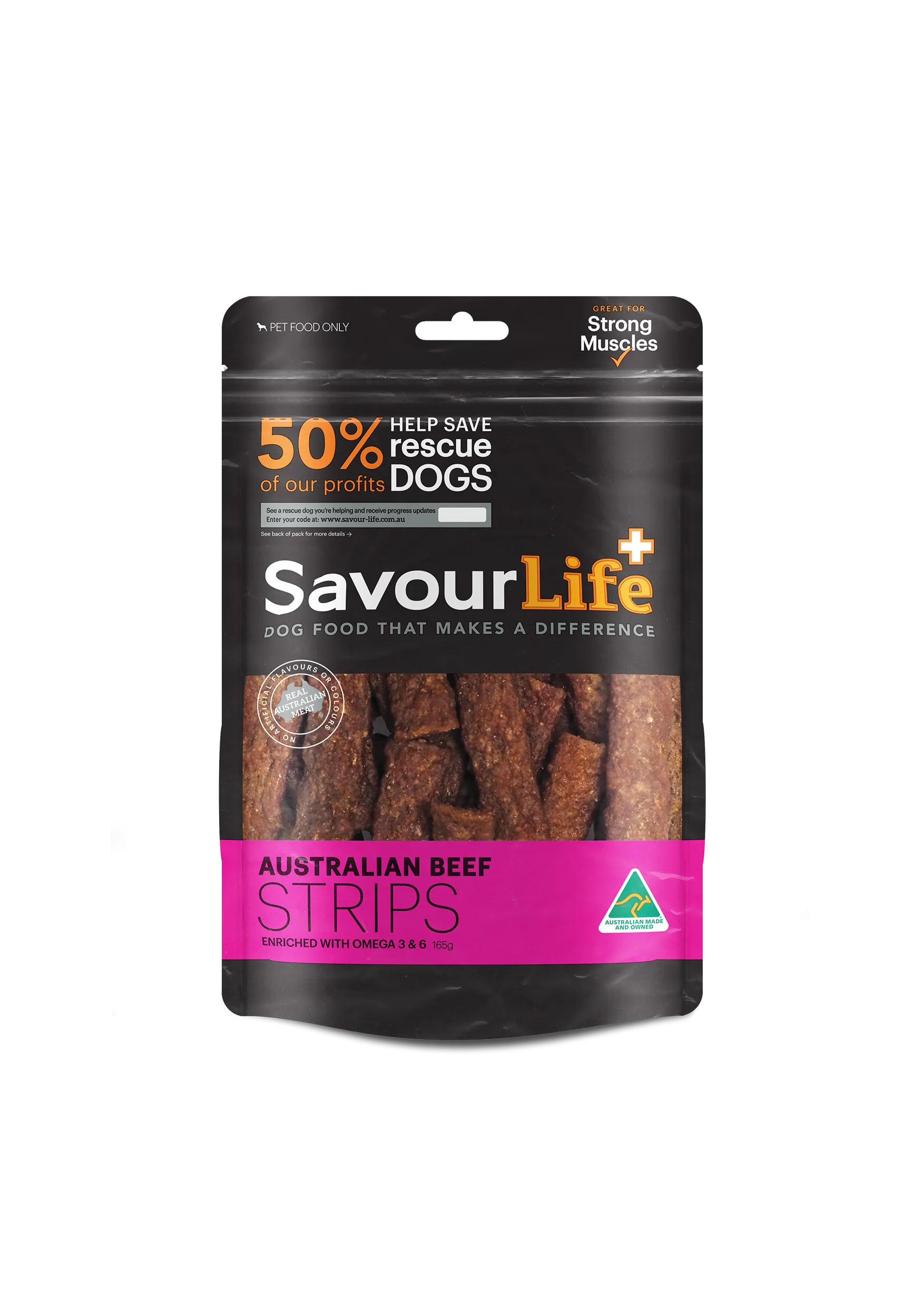 SavourLife Dog Treat Australian Beef Strips 165g