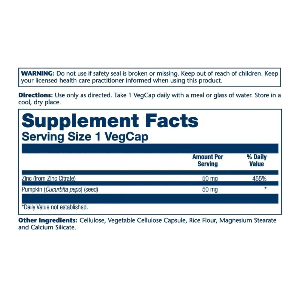 Solaray Zinc Citrate 50mg 60 Veg Caps