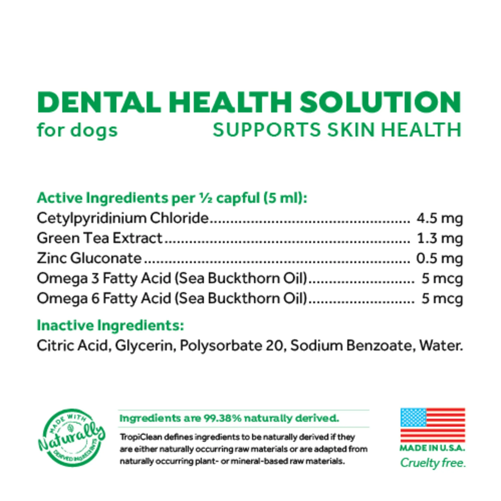 TropiClean Fresh Breath Dental Health Solution Supports Skin Health 473ml