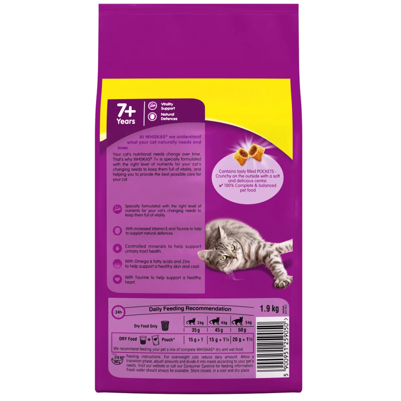 Whiskas 7  Senior Cat Complete Dry Food with Chicken 1.9KG